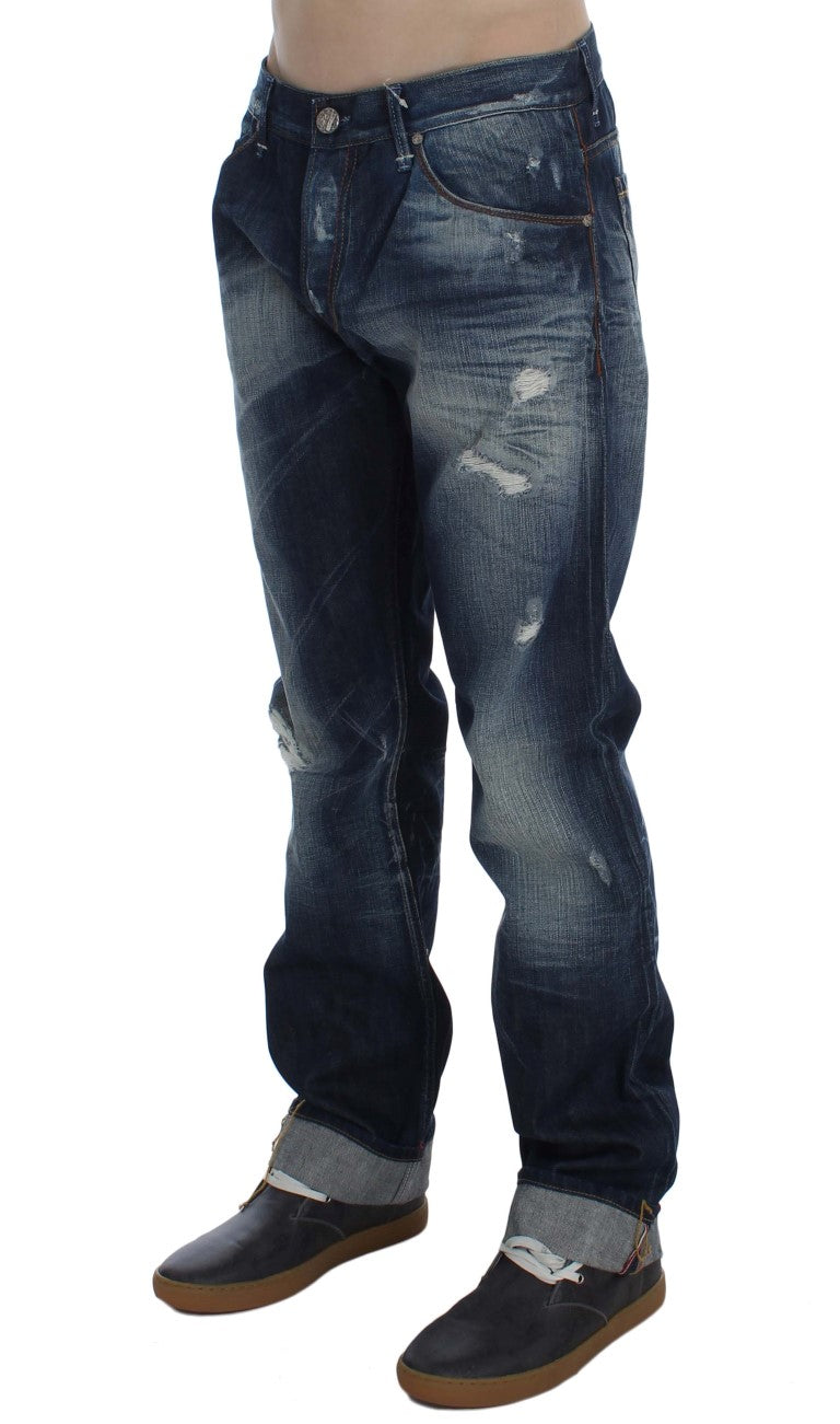 Acht Blue Wash Cotton Denim Regular Fit Men's Jeans