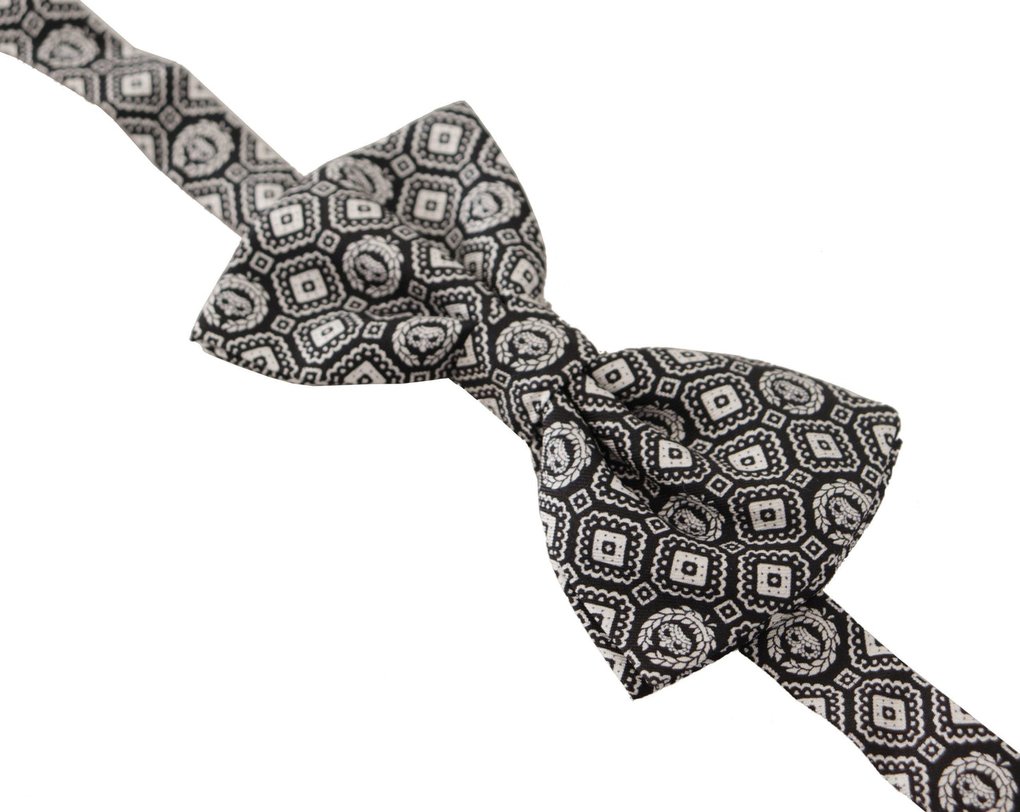 Dolce & Gabbana Black white 100% Silk Adjustable Neck Papillon Men's Tie