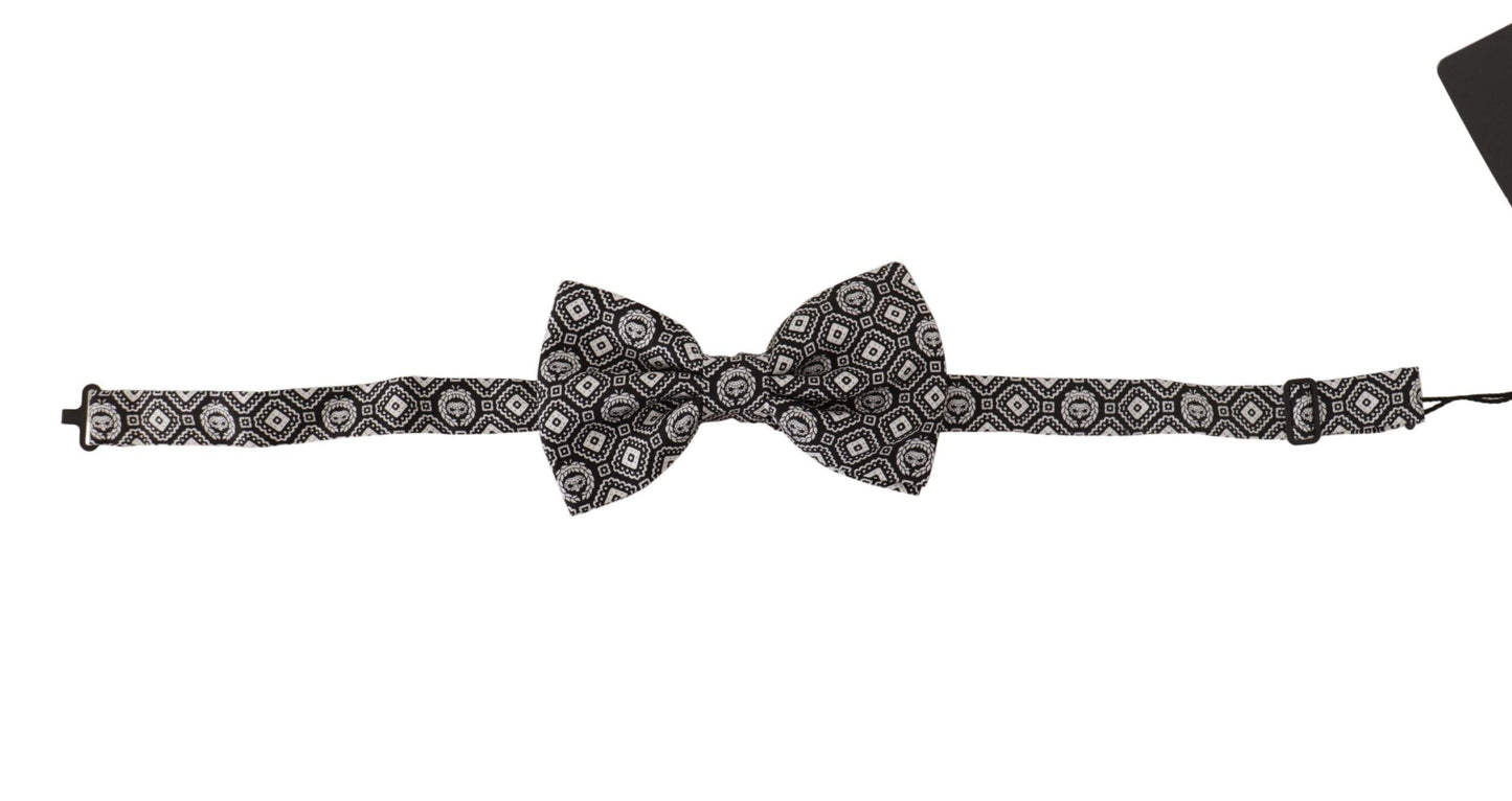 Dolce & Gabbana Black white 100% Silk Adjustable Neck Papillon Men's Tie