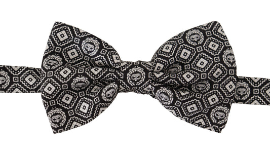 Dolce & Gabbana Black white 100% Silk Adjustable Neck Papillon Men's Tie