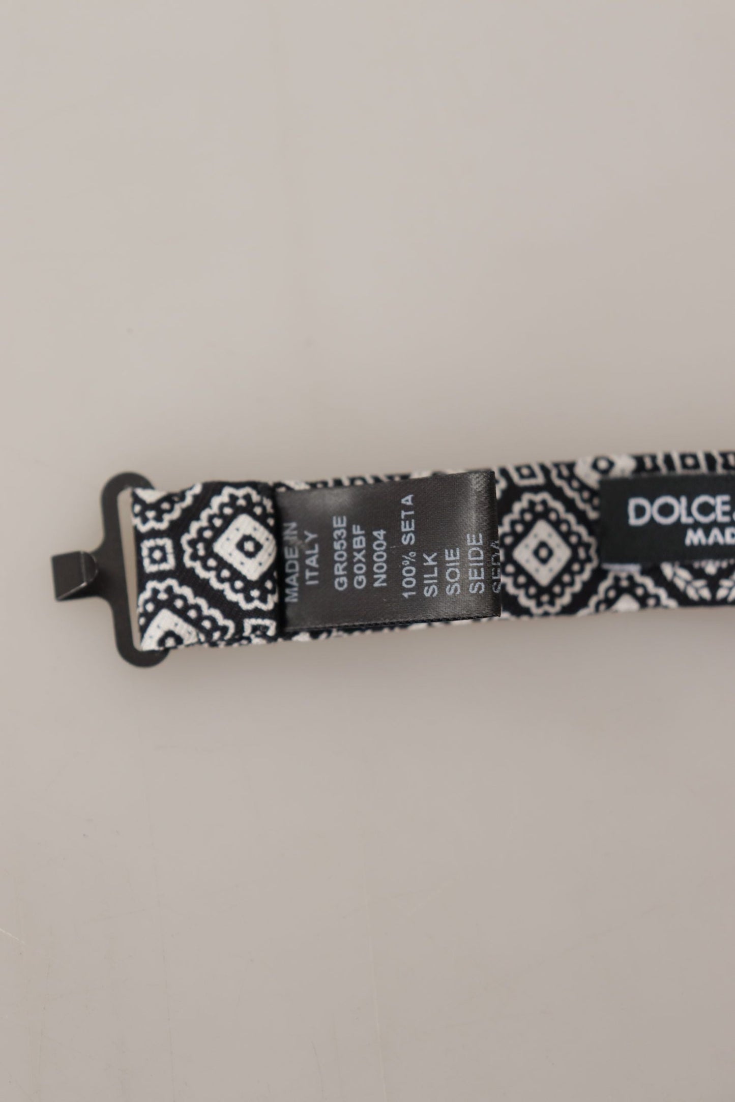 Dolce & Gabbana Black white 100% Silk Adjustable Neck Papillon Men's Tie