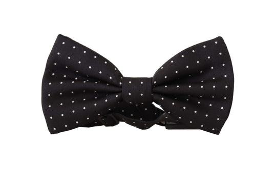 Dolce & Gabbana Black White Polka Dot 100% Silk Neck Papillon Men's Tie