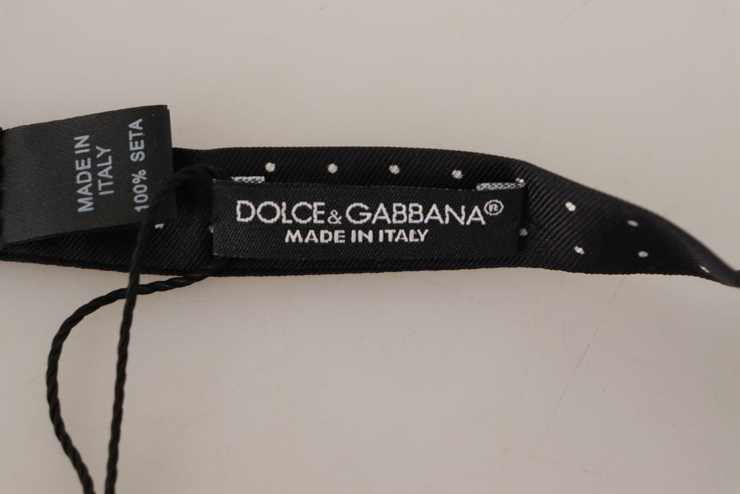 Dolce & Gabbana Black White Polka Dot 100% Silk Neck Papillon Men's Tie