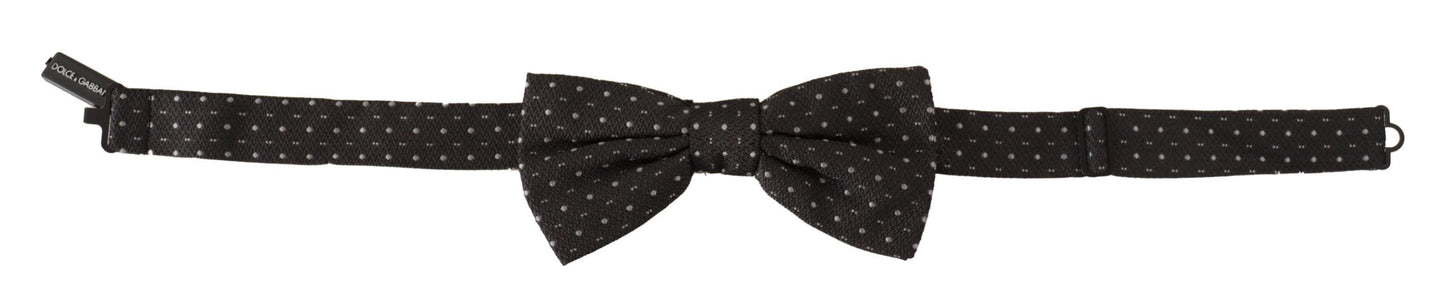 Dolce & Gabbana Gray Polka Dot 100% Silk Neck Papillon Men's Tie