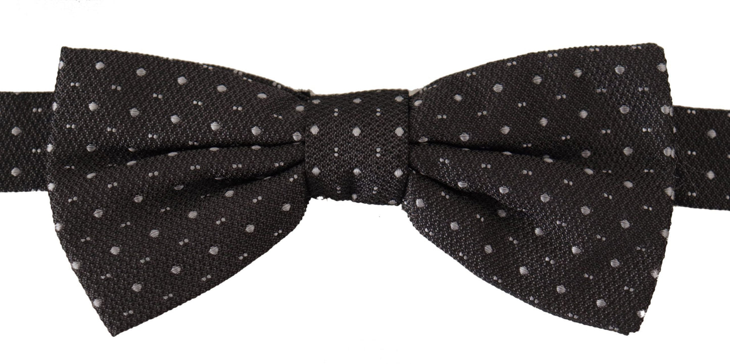 Dolce & Gabbana Gray Polka Dot 100% Silk Neck Papillon Men's Tie