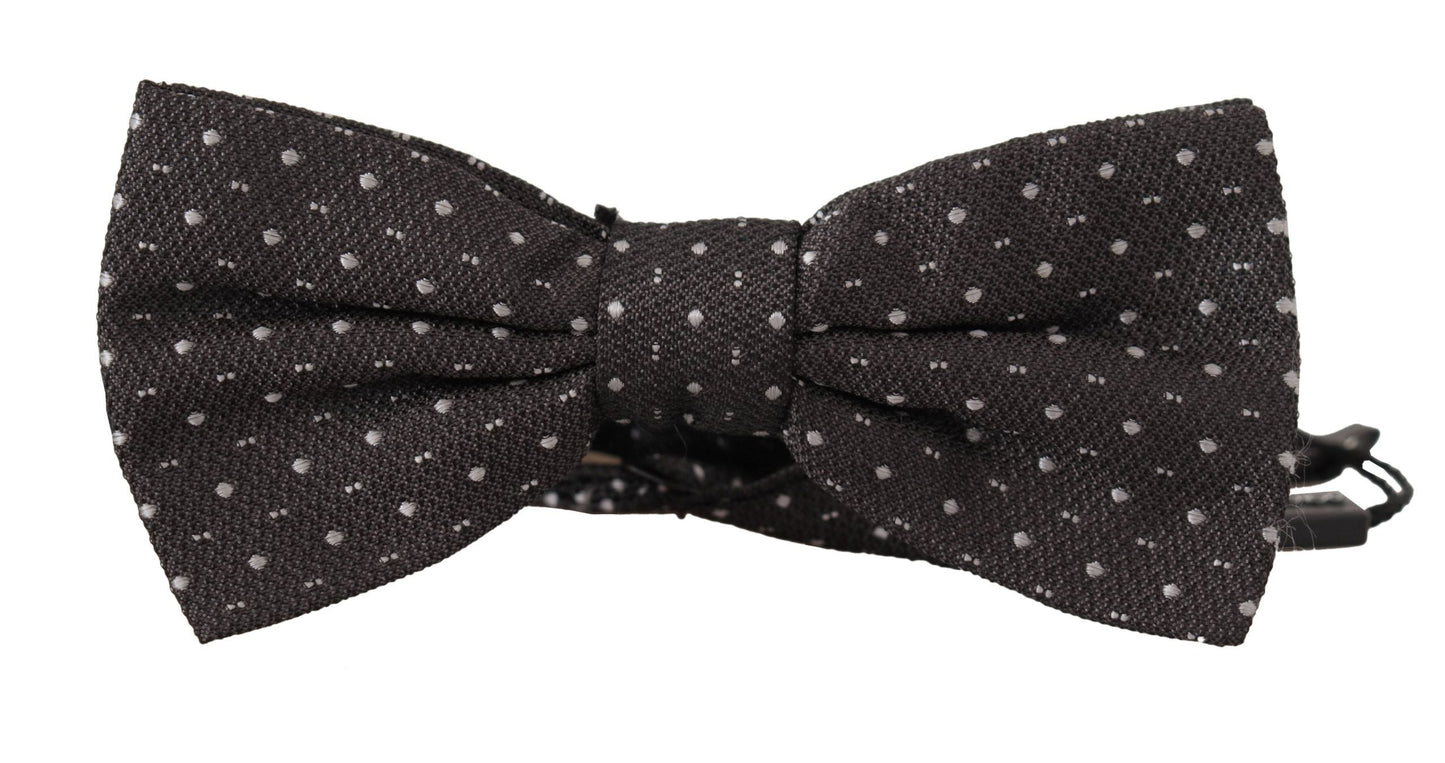 Dolce & Gabbana Gray Polka Dot 100% Silk Neck Papillon Men's Tie