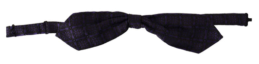 Dolce & Gabbana Blue Geometric Silk Adjustable Neck Papillon Men's Tie