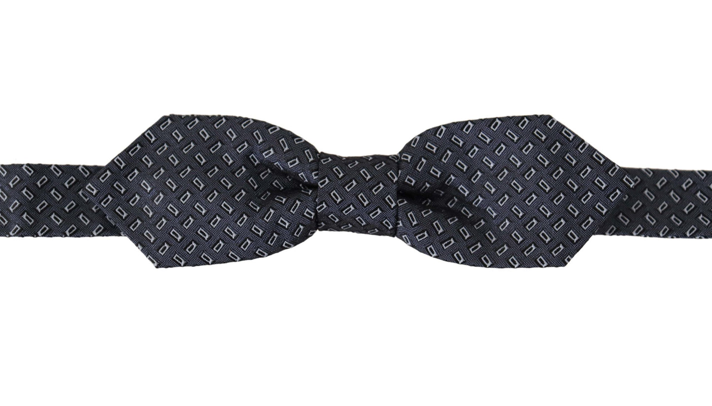 Dolce & Gabbana Blue Gray Polka Dot 100% Silk Neck Papillon Men's Tie