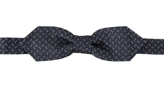 Dolce & Gabbana Blue Gray Polka Dot 100% Silk Neck Papillon Men's Tie