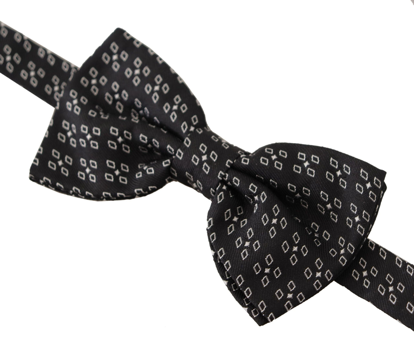 Dolce & Gabbana Black White Polka Dot 100% Silk Neck Papillon Men's Tie