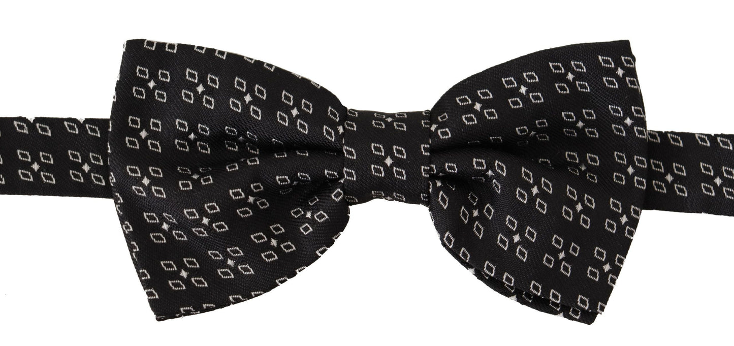 Dolce & Gabbana Black White Polka Dot 100% Silk Neck Papillon Men's Tie