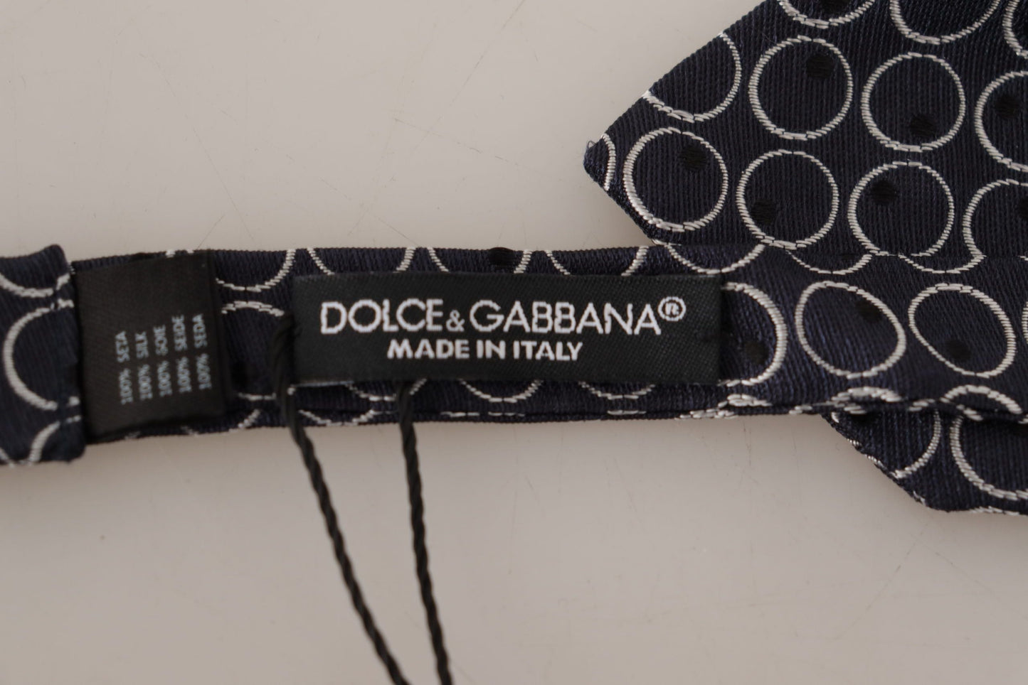 Dolce & Gabbana Black White Round 100% Silk Neck Papillon  Men's Tie