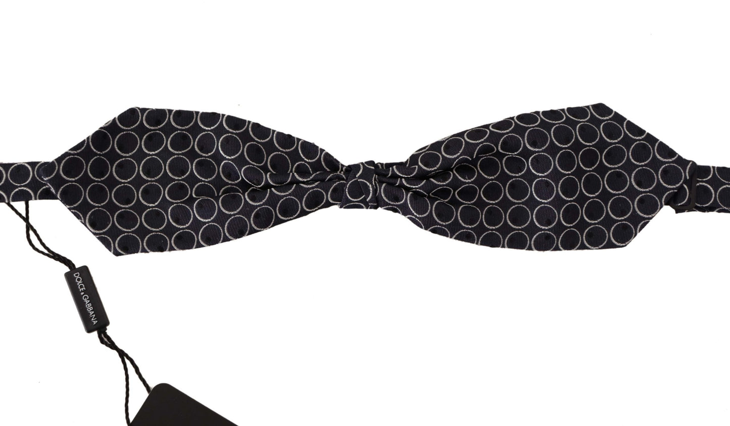 Dolce & Gabbana Black White Round 100% Silk Neck Papillon  Men's Tie
