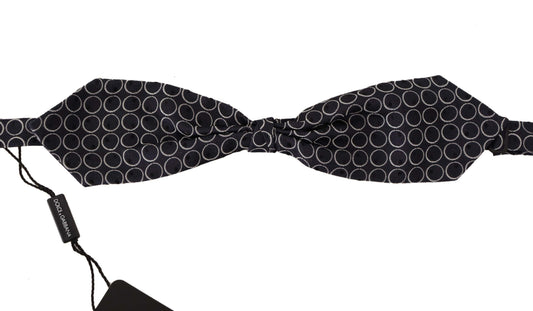 Dolce & Gabbana Black White Round 100% Silk Neck Papillon  Men's Tie