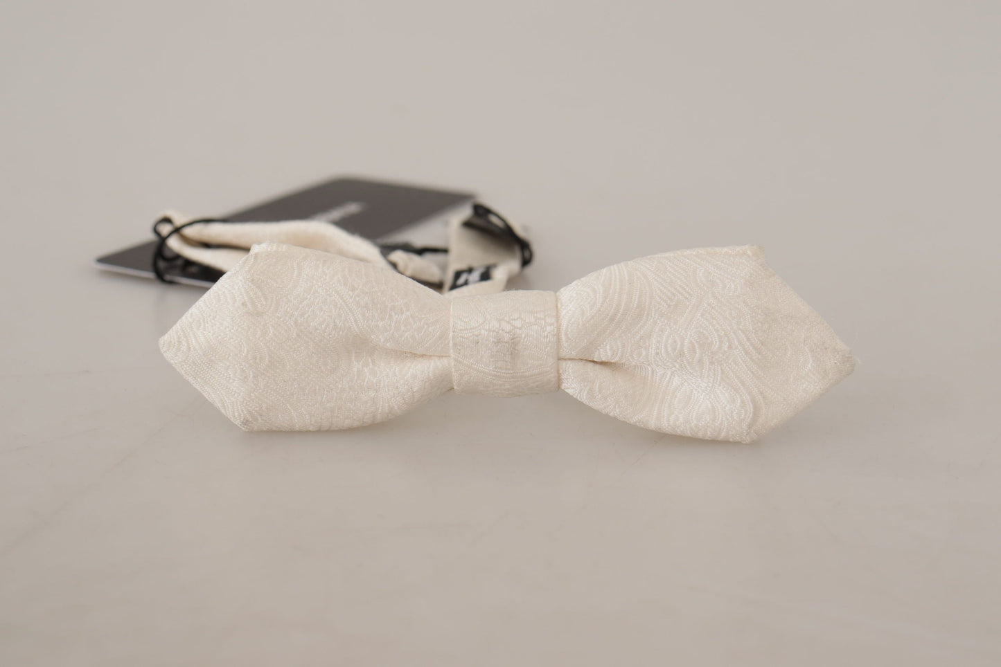Dolce & Gabbana White 100% Silk Slim Adjustable Neck Papillon Men's Tie