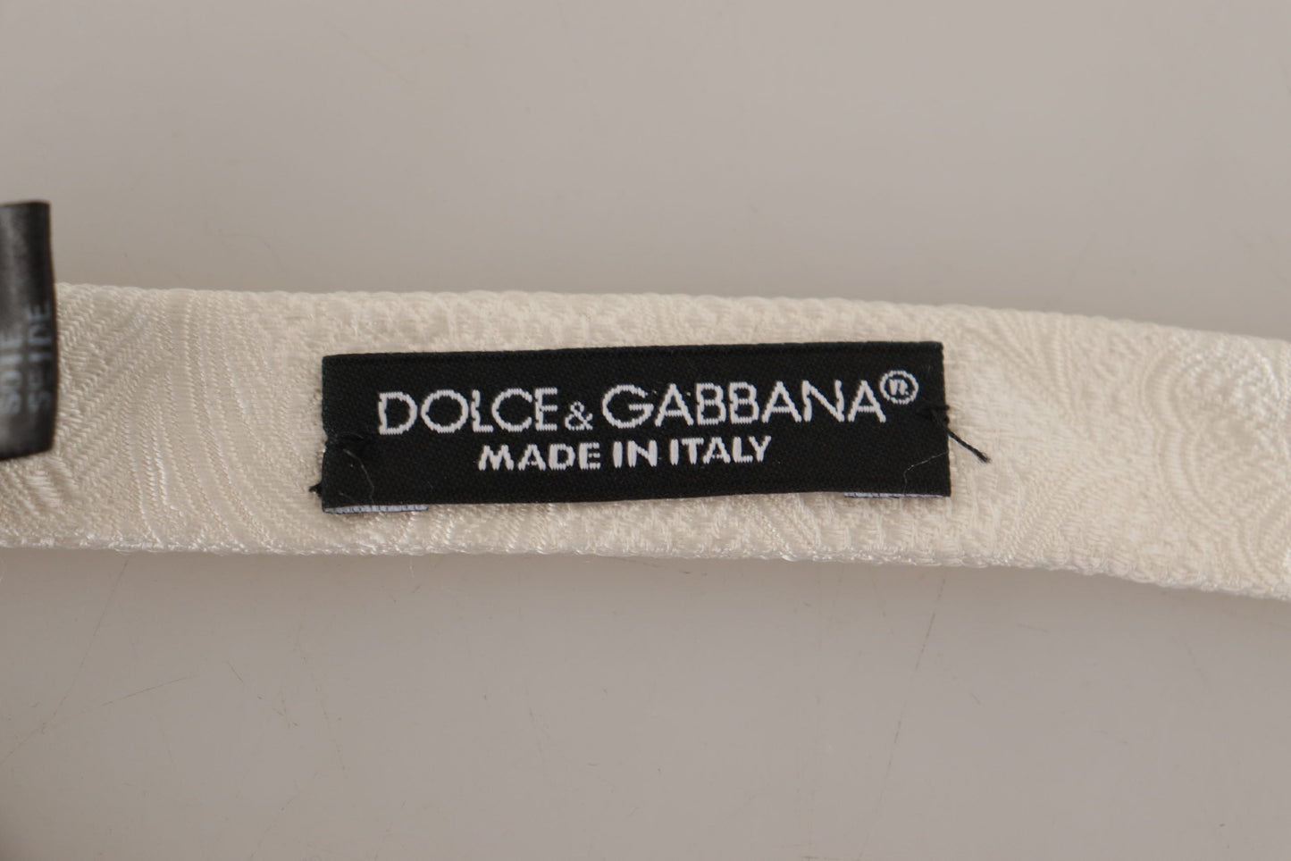 Dolce & Gabbana White 100% Silk Slim Adjustable Neck Papillon Men's Tie