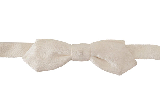 Dolce & Gabbana White 100% Silk Slim Adjustable Neck Papillon Men's Tie