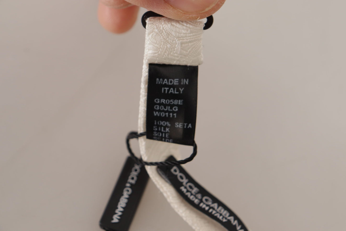 Dolce & Gabbana White 100% Silk Slim Adjustable Neck Papillon Men's Tie
