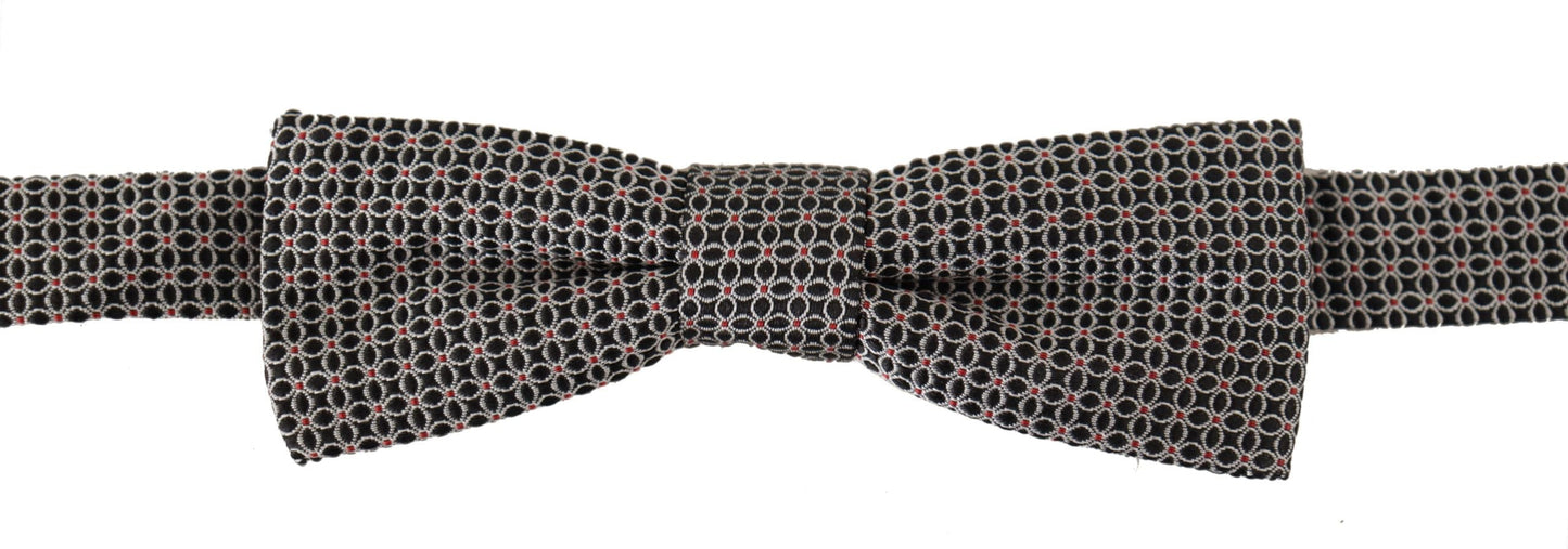 Dolce & Gabbana Black White Flower Pattern Silk Neck Papillon Men's Tie