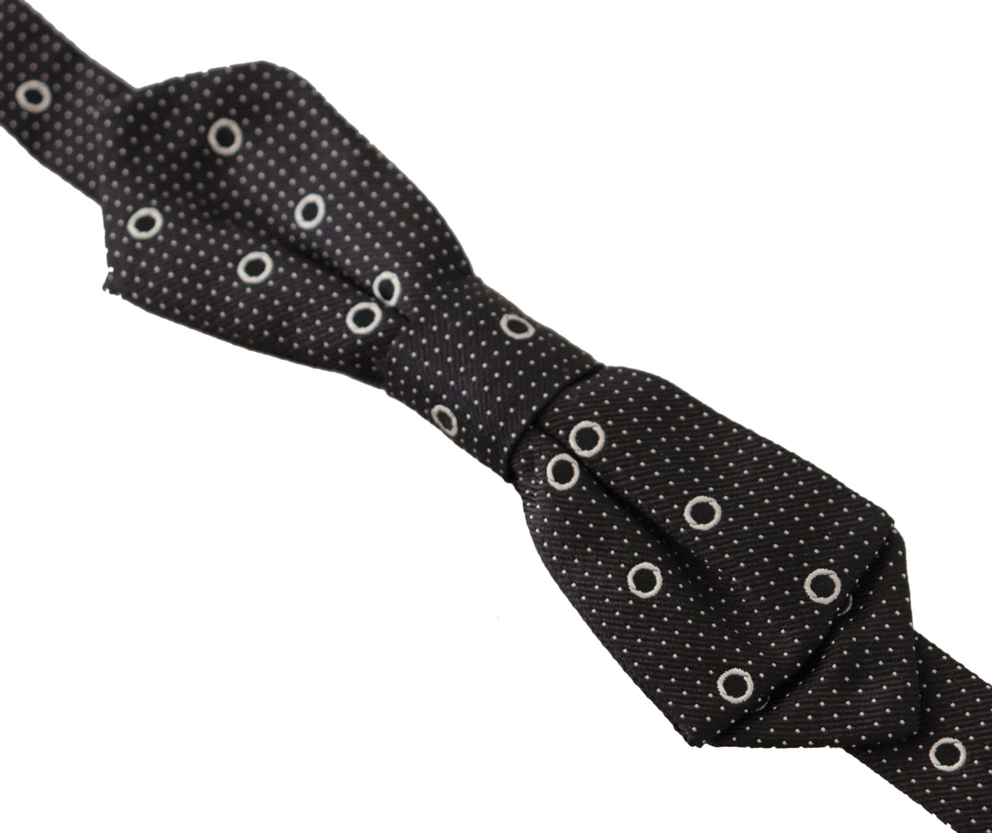 Dolce & Gabbana Black White Polka Dot 100% Silk Neck Papillon Men's Tie
