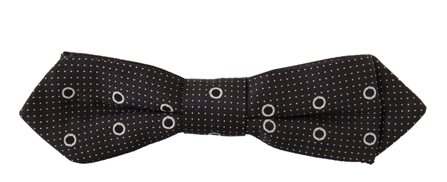 Dolce & Gabbana Black White Polka Dot 100% Silk Neck Papillon Men's Tie