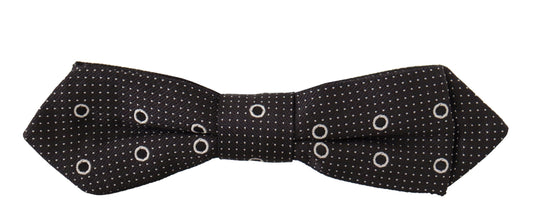 Dolce & Gabbana Black White Polka Dot 100% Silk Neck Papillon Men's Tie