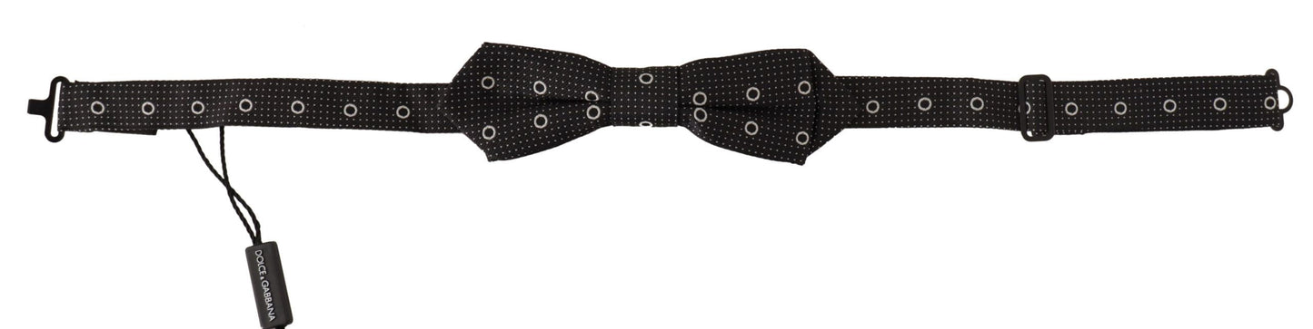 Dolce & Gabbana Black White Polka Dot 100% Silk Neck Papillon Men's Tie