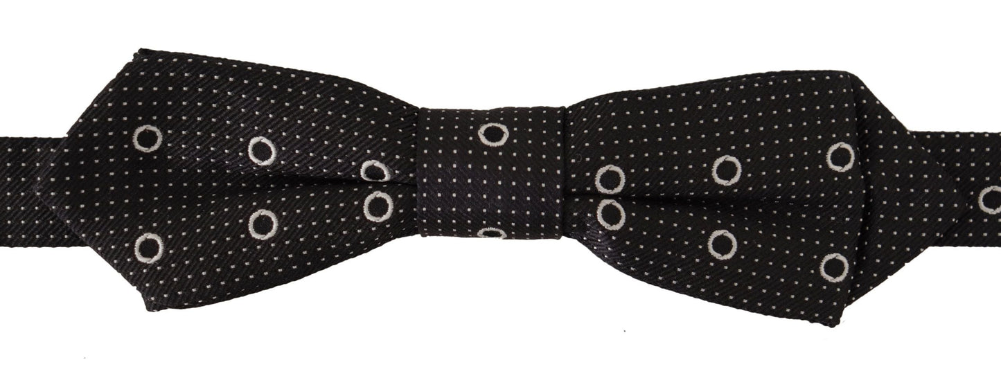 Dolce & Gabbana Black White Polka Dot 100% Silk Neck Papillon Men's Tie