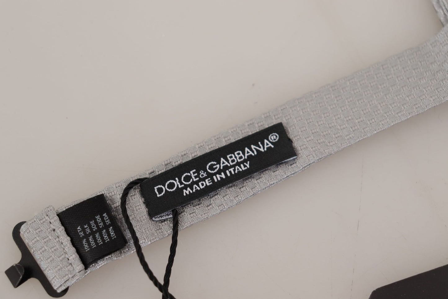 Dolce & Gabbana Gray 100% Silk Adjustable Neck Papillon Men's Tie