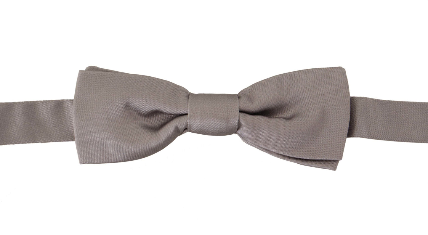 Dolce & Gabbana Silver 100% Silk Slim Adjustable Neck Papillon Men's Tie