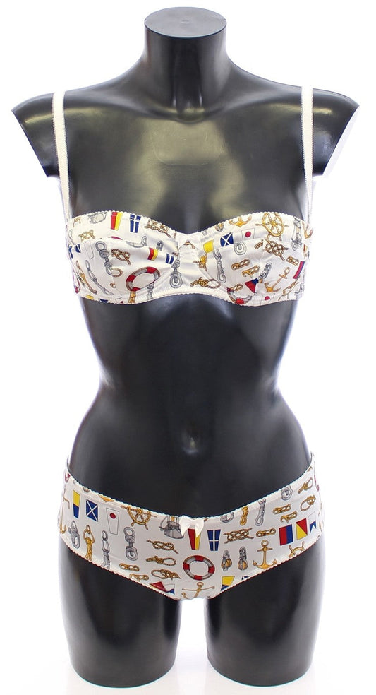 Dolce & Gabbana White Sailor Bra Panty Stretch Women's Underwear