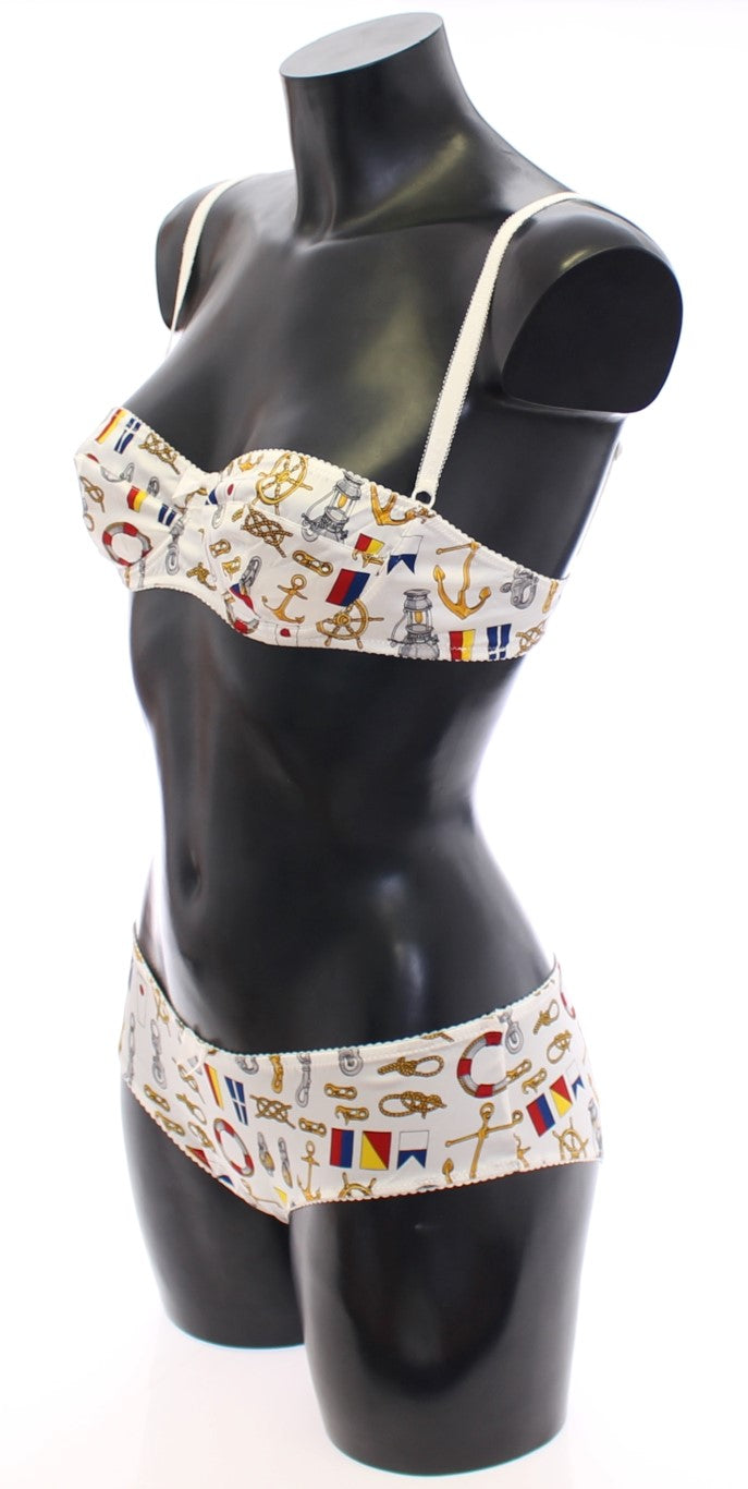 Dolce & Gabbana White Sailor Bra Panty Stretch Women's Underwear