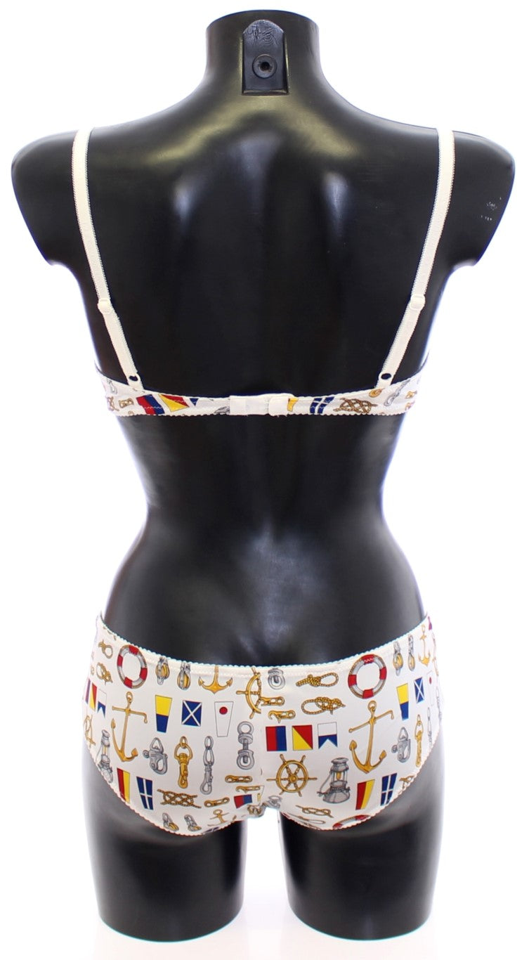 Dolce & Gabbana White Sailor Bra Panty Stretch Women's Underwear