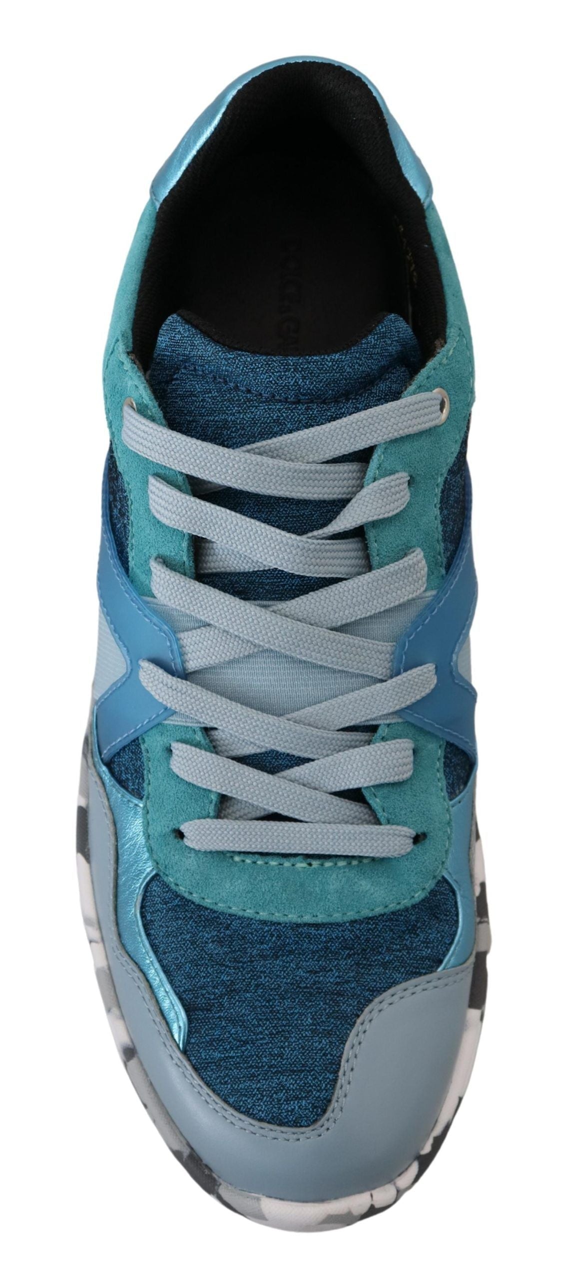 Dolce & Gabbana Blue Gray Leather Sport Low Top Men's Sneakers