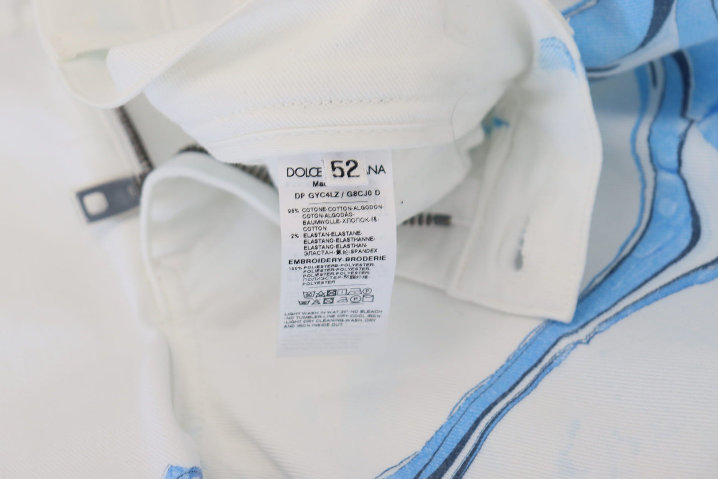 Dolce & Gabbana White Blue Denim Cotton Jeans Stretch Skinny Fit Men's Pant