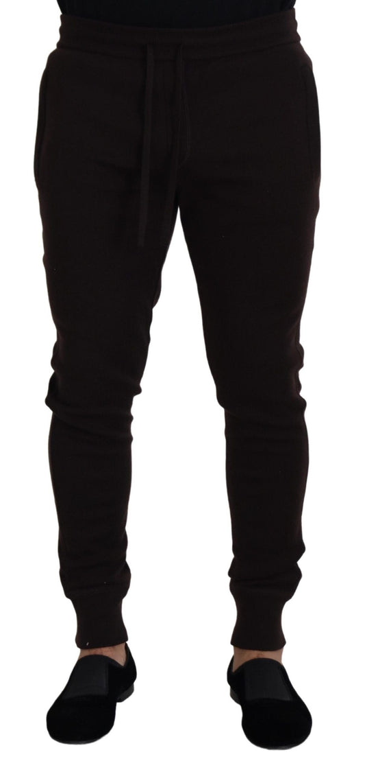 Dolce & Gabbana Brown Cashmere Trousers Bottoms Drawstring Men's Pants