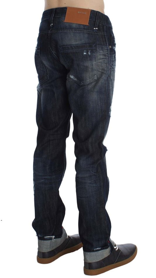 Acht Blue Cotton Regular Straight Fit Men's Jeans