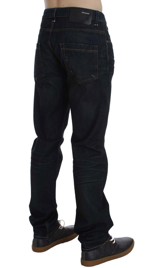 Acht Blue Wash Cotton Denim Straight Fit Men's Jeans