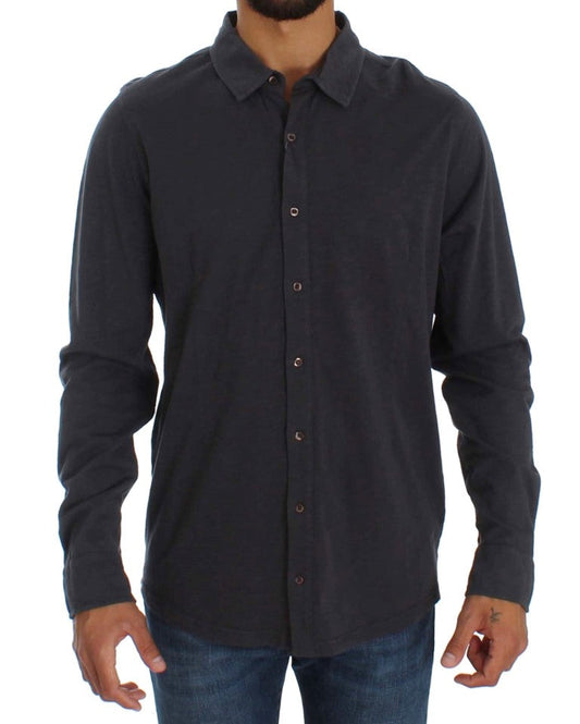 Alpha Massimo Rebecchi Gray Cotton Button Down Casual Men's Shirt