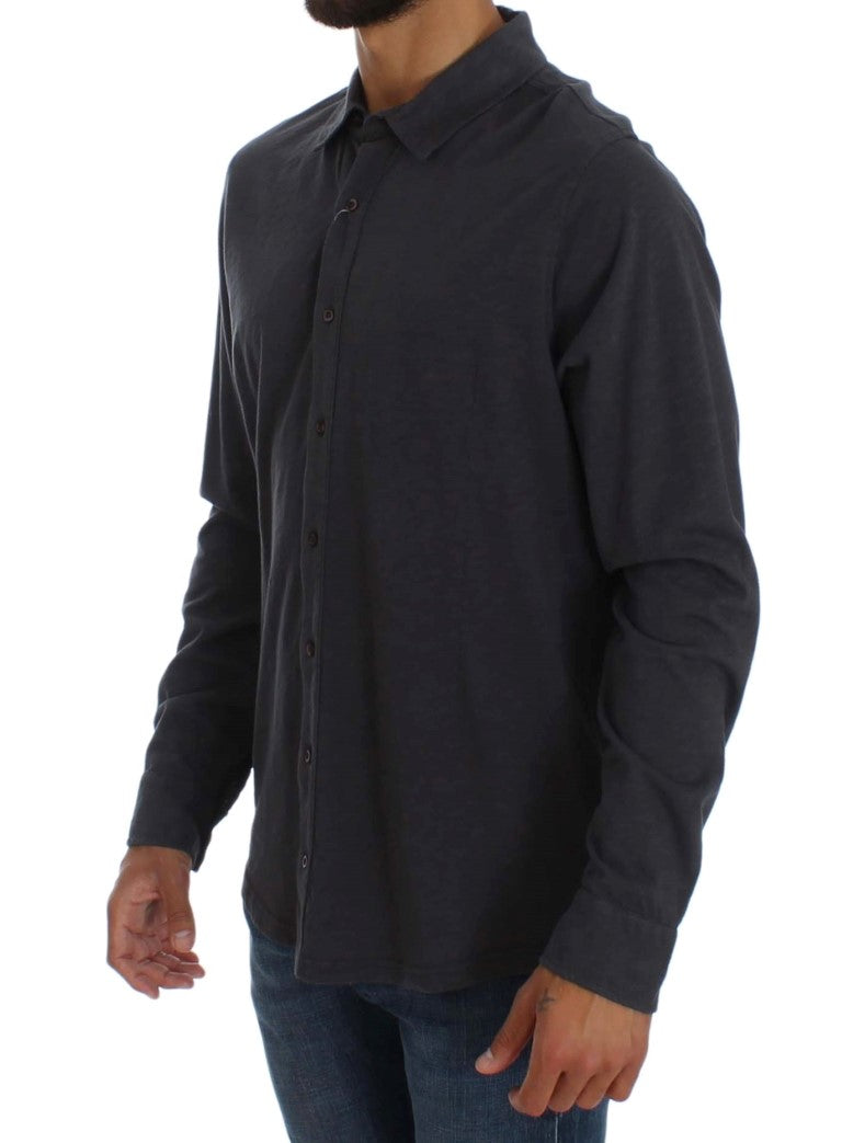 Alpha Massimo Rebecchi Gray Cotton Button Down Casual Men's Shirt
