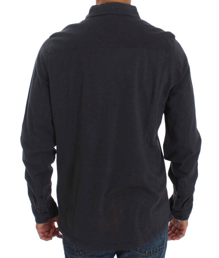 Alpha Massimo Rebecchi Gray Cotton Button Down Casual Men's Shirt