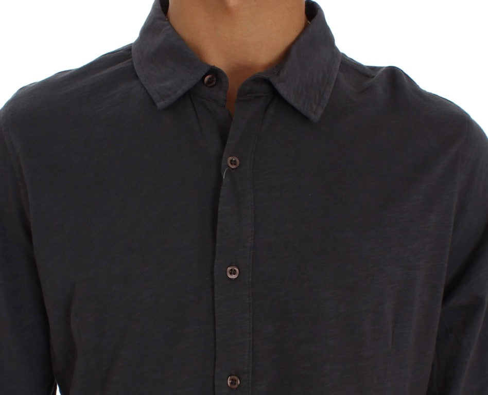 Alpha Massimo Rebecchi Gray Cotton Button Down Casual Men's Shirt