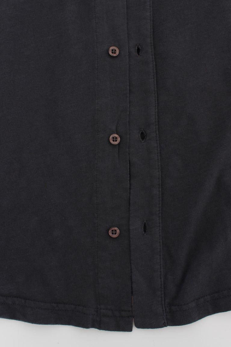 Alpha Massimo Rebecchi Gray Cotton Button Down Casual Men's Shirt