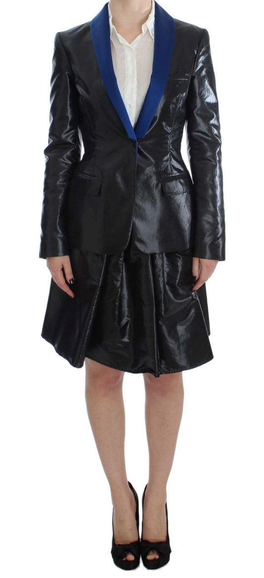 Exte Black Blue Two Piece Suit Skirt & Women's Blazer