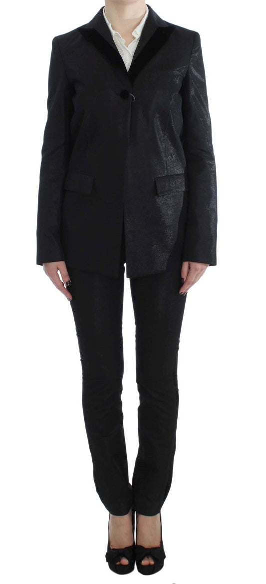 Exte Black One Button Three Piece Women's Suit