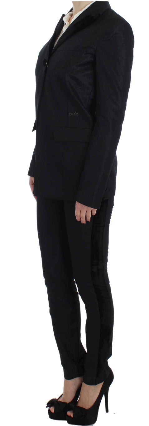 Exte Black One Button Three Piece Women's Suit