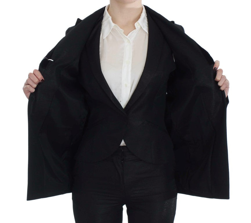 Exte Black One Button Three Piece Women's Suit