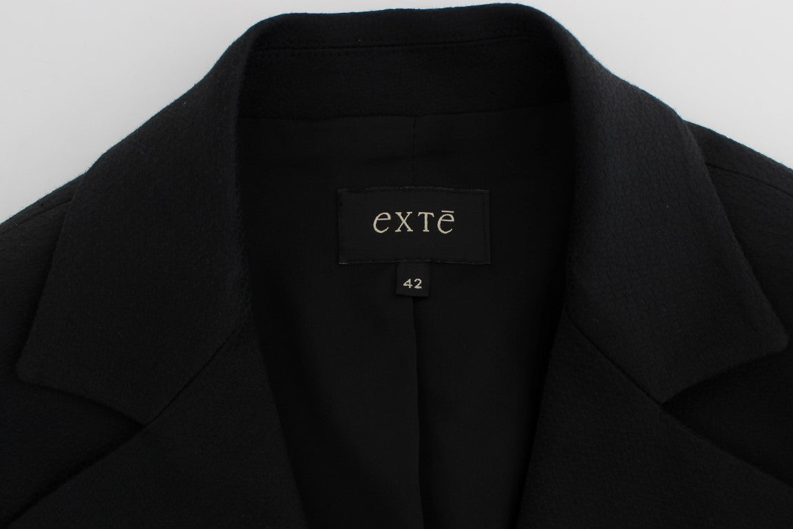 Exte Black Cotton Stretch Gold Studded Blazer Women's Jacket