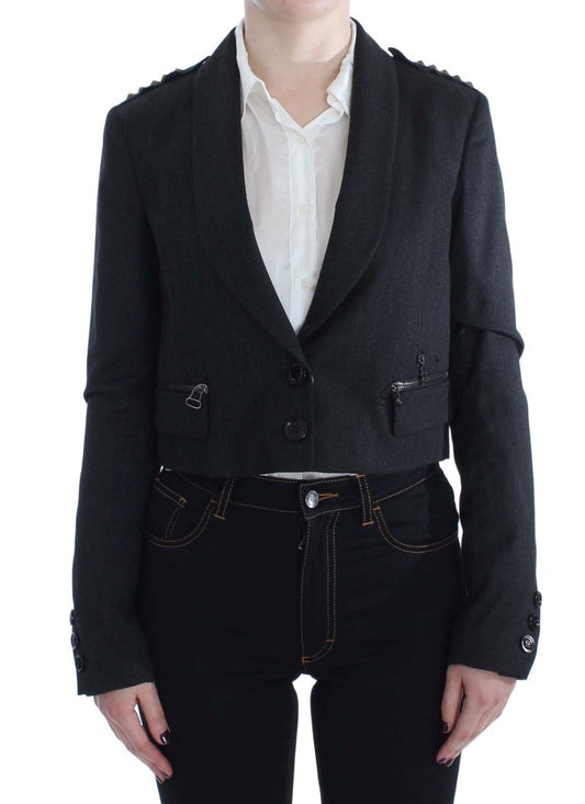 Exte Gray Stretch Gold Studded Short Women's Jacket