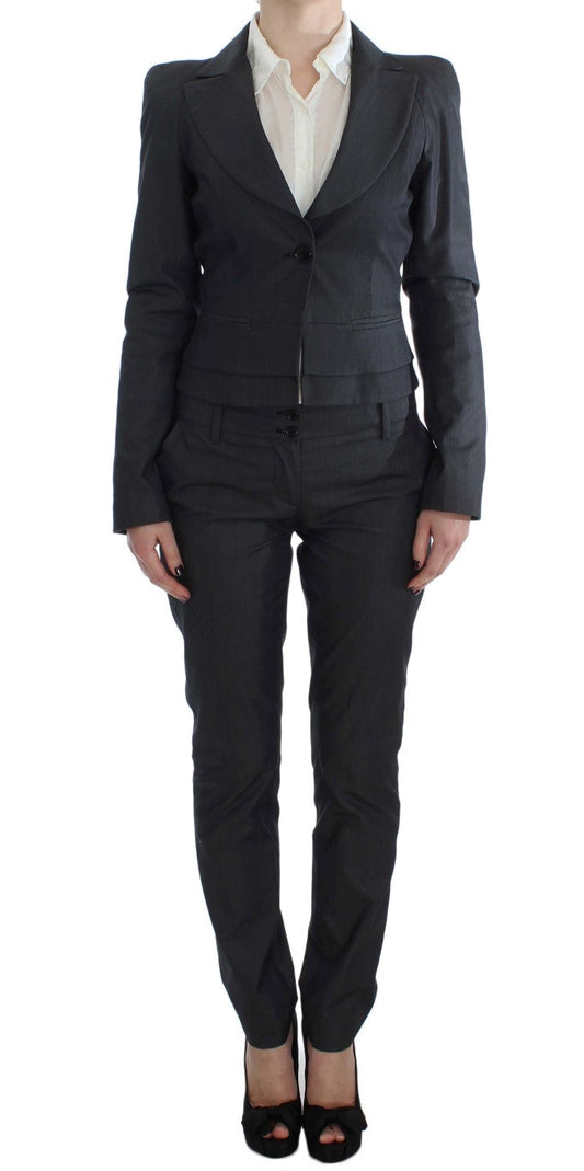 Exte Gray One Button Two Piece Women's Suit